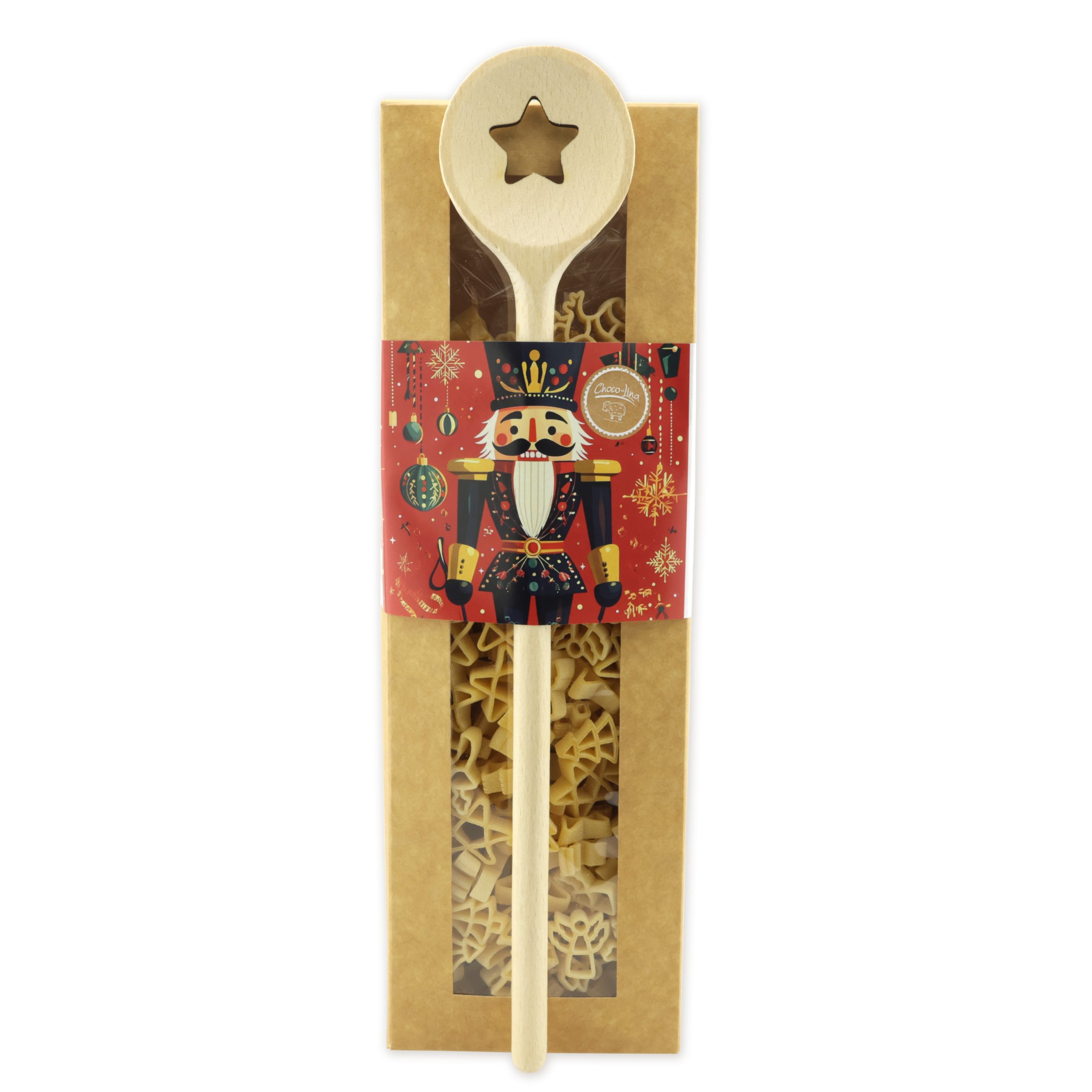 choco-lina-nudeln-geschenkset-nussknacker-rot-schwarz-mit-kochl-ffel image 1