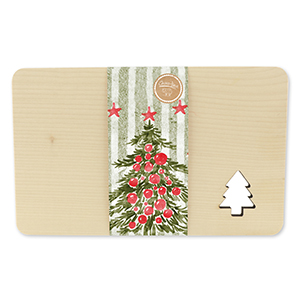 choco-lina-holzbrett-tannenbaum-rote-kugeln-brett-geschenk image 1