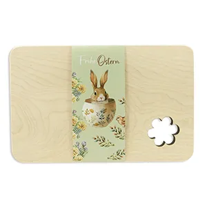 choco-lina-holzbrett-blume-frohe-ostern-schneidebrett image 1