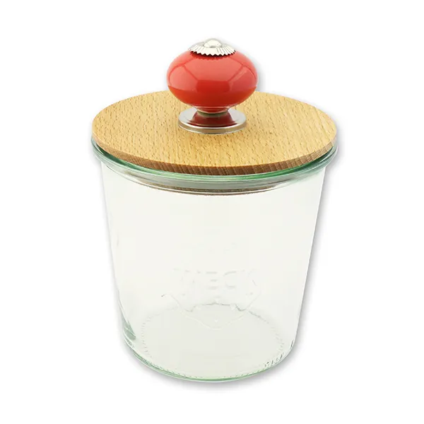 choco-lina-weck-glas-holzdeckel-580ml-vorratsglas-sturzglas image 1