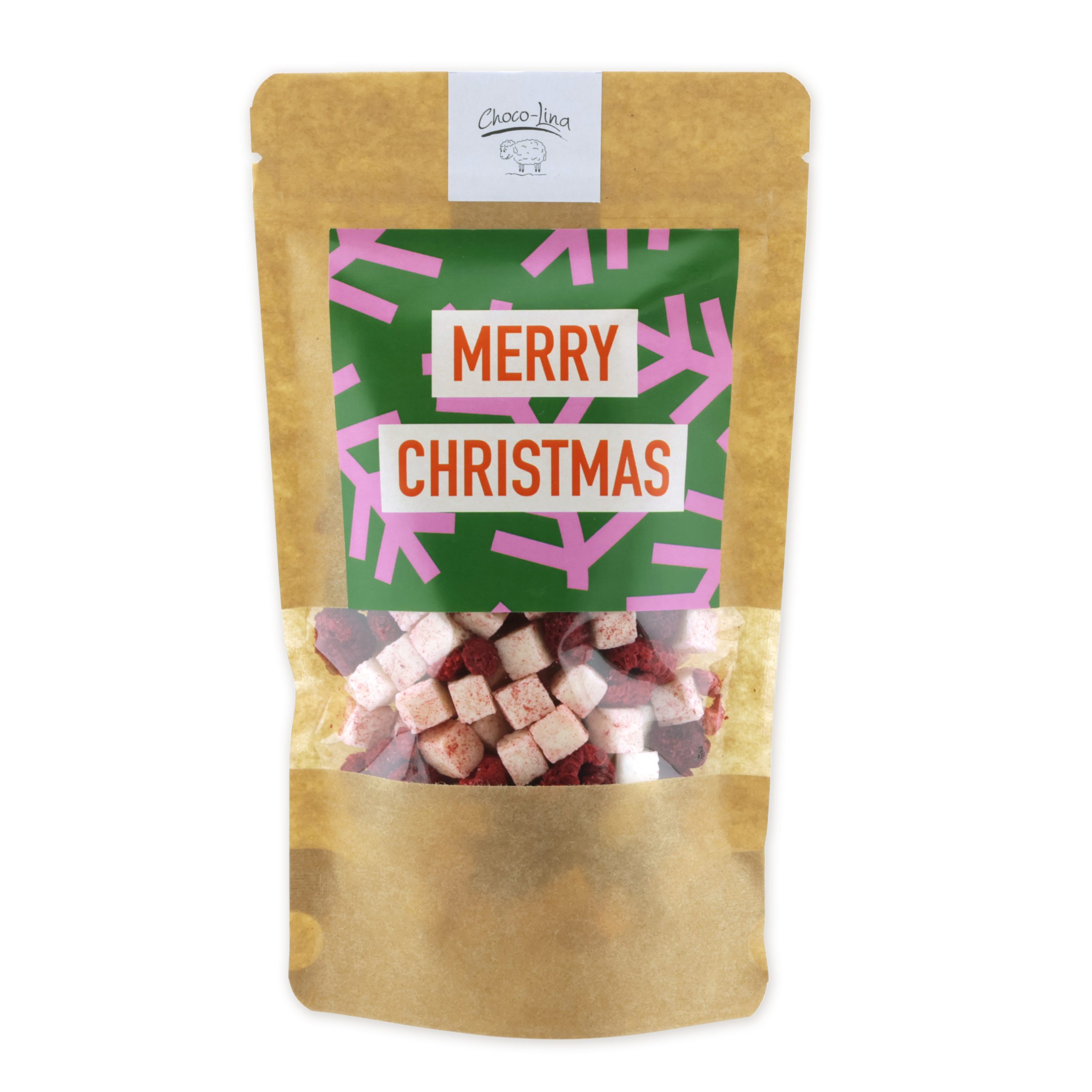 choco-lina-feine-knabberei-kokosw-rfel-himbeeren-merry-christmas image 1