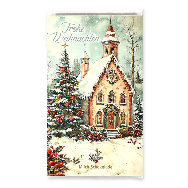 choco-lina-frohe-weihnachten-kirche-milchschokolade-tafel image 1