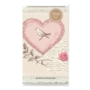 choco-lina-taube-rosa-herz-zartbitterschokolade image 1