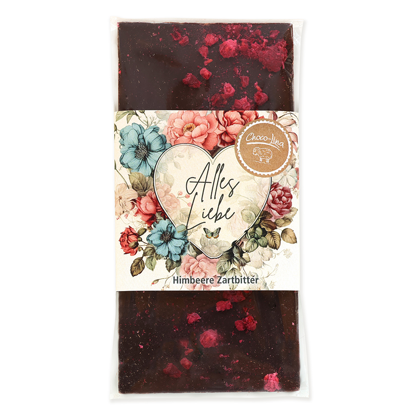 choco-lina-schoko-himbeer-vegan-bestreute-schokolade-tafel image 1